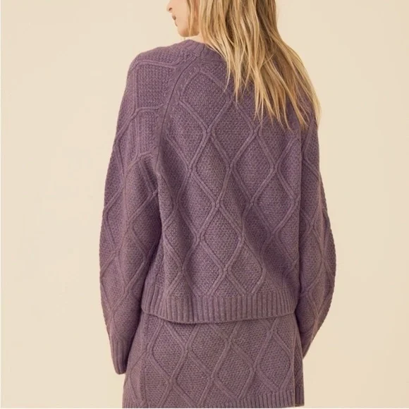Harper Lane Purple Amelia Knit Pullover Wool Cashmere Sweater Size Large - Picture 2 of 11